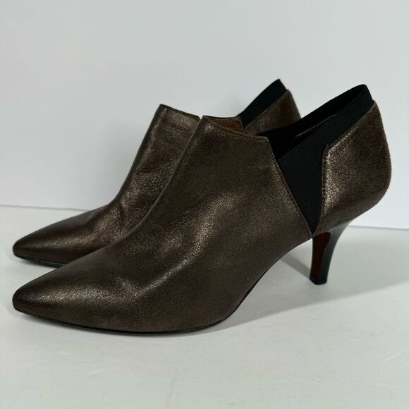 Donald J. Pliner Bronze Gold Tillie Ankle Booties Kitten Heel Mature Size 9 - Picture 1 of 9